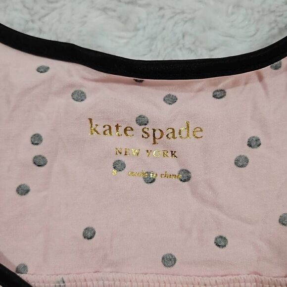 Kate Spade Scattered Dot Cropped Pink Black Polka Dot PJ Top Womens Size Small - Picture 2 of 8